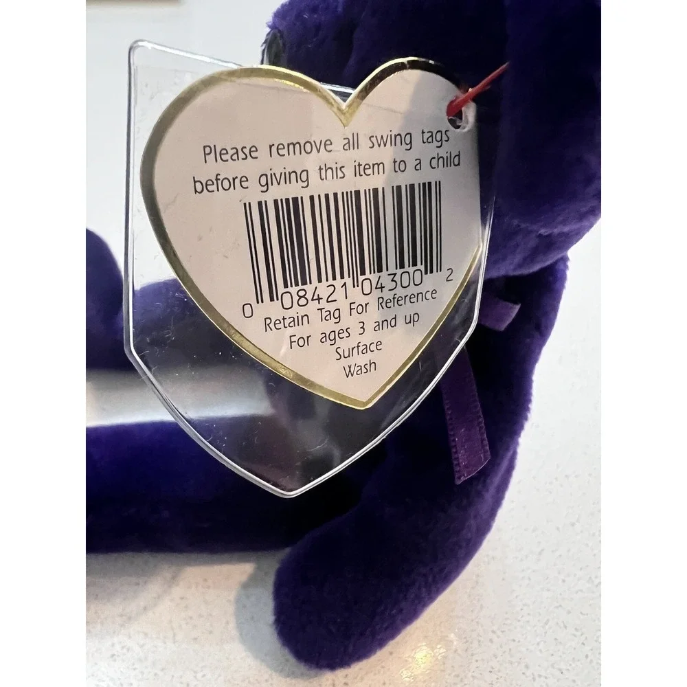 Rare Vintage Beanie Baby Princess Diana‎ Bear 1997 PVC PelletsPurple Plush Toy